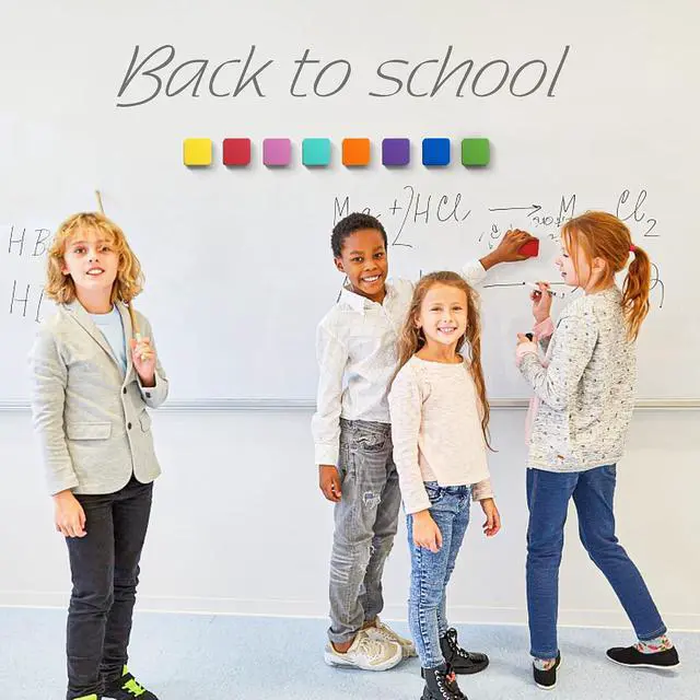 Alt view image 6 of 6 - Magnetic Whiteboard Dry Erasers, 8-Color, 24 Pack, 2 x 2 Inch