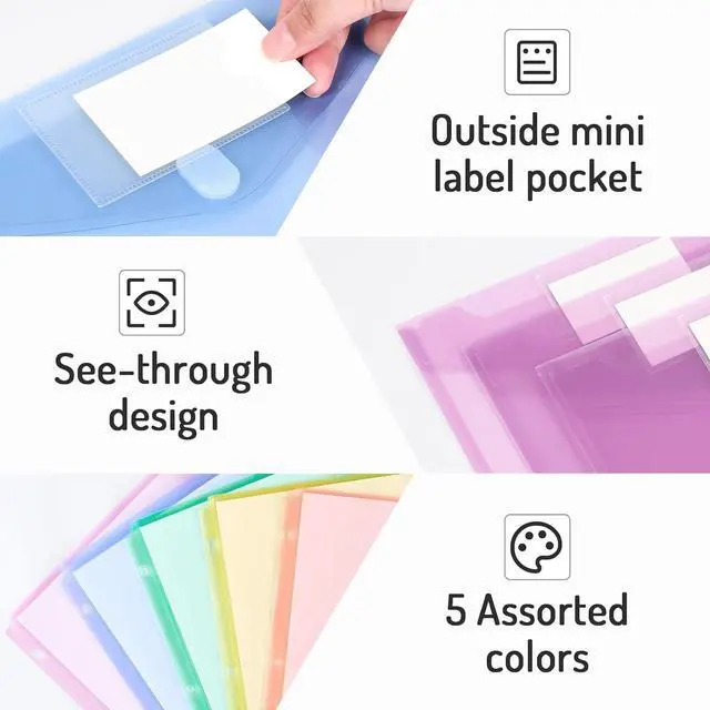 Alt view image 6 of 7 - Forvencer Binder Pocket, 10 Pack Super Heavyweight Plastic Binder Folders