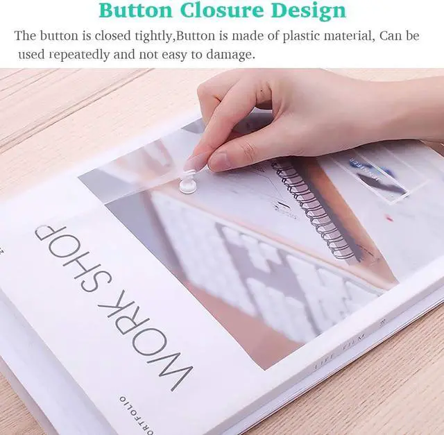 Alt view image 2 of 6 - Clear Document Folders Transparent Filing Envelopes Waterproof Plastic Envelopes File Holder Filing Document Poly Envelope with Snap Button Closure for A4 Letter Paper Size (5 Pcs)