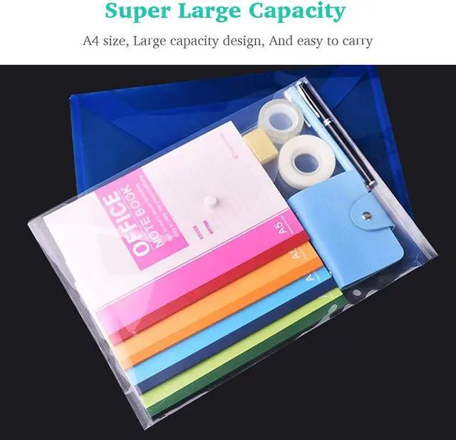 Alt view image 5 of 6 - Clear Document Folders Transparent Filing Envelopes Waterproof Plastic Envelopes File Holder Filing Document Poly Envelope with Snap Button Closure for A4 Letter Paper Size (5 Pcs)