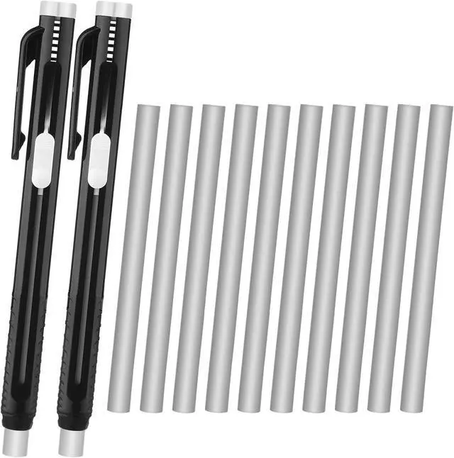 Main image of Eersida 12 Pieces Retractable Mechanical Eraser Pen Bulks, Solid Black