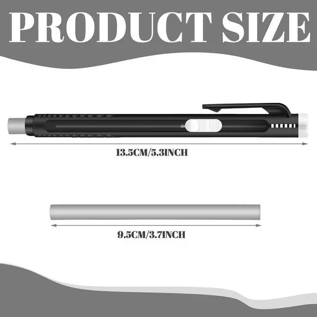 Alt view image 3 of 7 - Eersida 12 Pieces Retractable Mechanical Eraser Pen Bulks, Solid Black