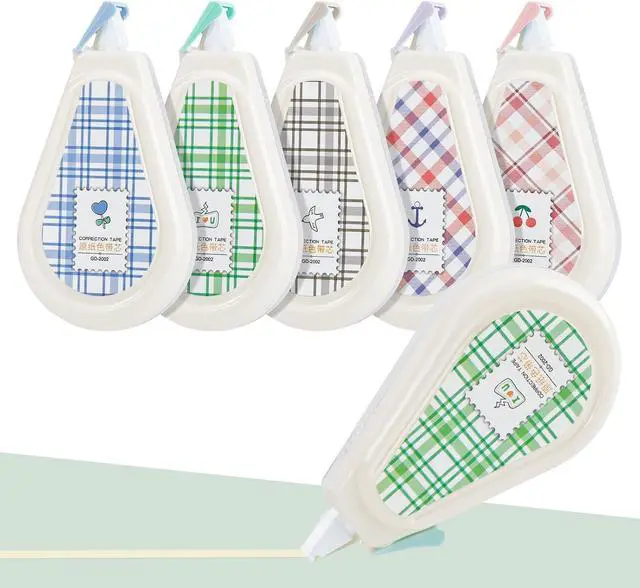 Main image of Temiary 5 Pcs Aesthetic Beige Correction Tape, Smooth Tapes, Plaid Patterns