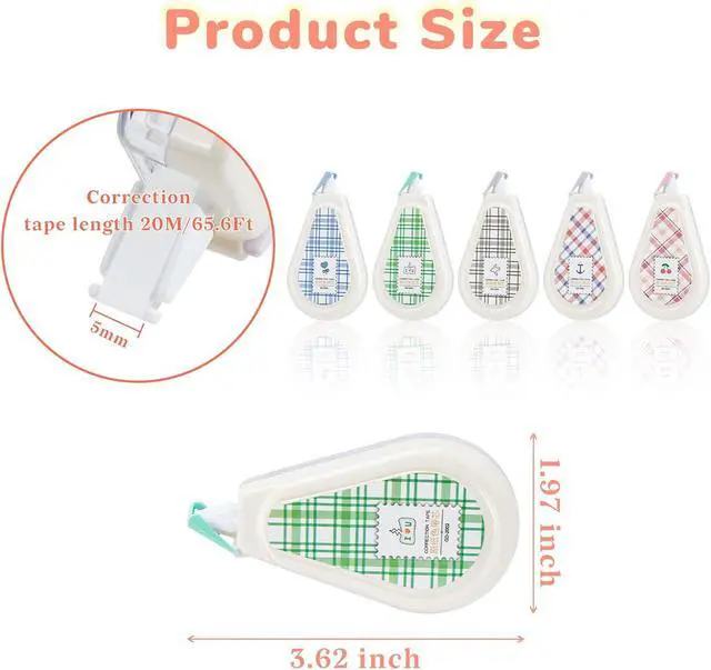Alt view image 2 of 7 - Temiary 5 Pcs Aesthetic Beige Correction Tape, Smooth Tapes, Plaid Patterns