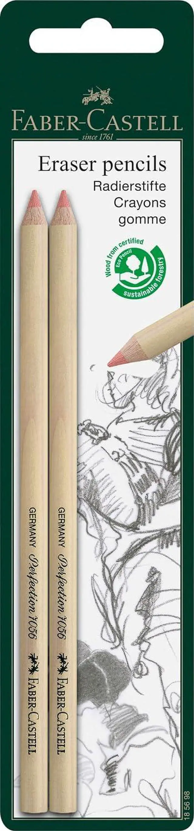 Main image of Faber-Castel Eraser Pencils, 2-Pack, 2 Count (Pack of 1), Multicolor