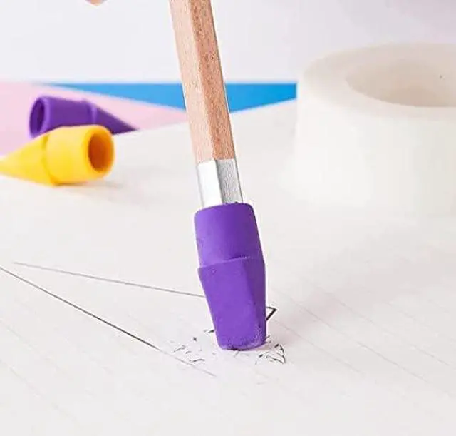 Alt view image 3 of 3 - Pencil Top Eraser 25 Pack Pen Gear Multicolor Latex Free School Office Supplies