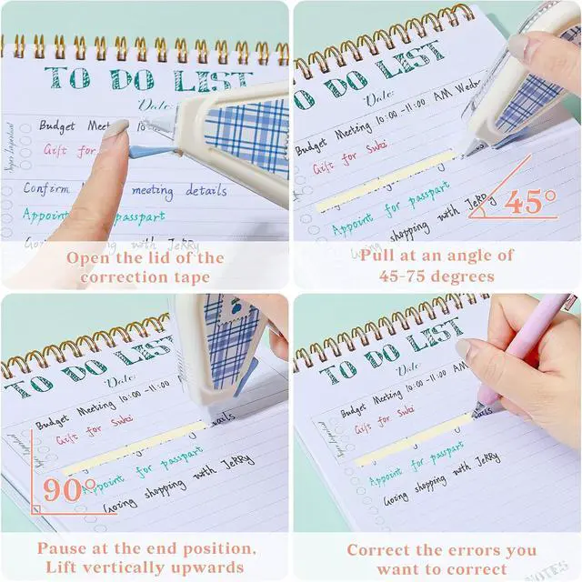 Alt view image 5 of 7 - Temiary 5 Pcs Aesthetic Beige Correction Tape, Smooth Tapes, Plaid Patterns