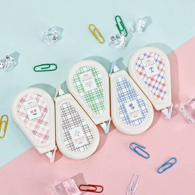 Alt view image 6 of 7 - Temiary 5 Pcs Aesthetic Beige Correction Tape, Smooth Tapes, Plaid Patterns