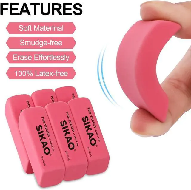 Alt view image 3 of 7 - Pink Erasers, 6 Pack Pencil Erasers
