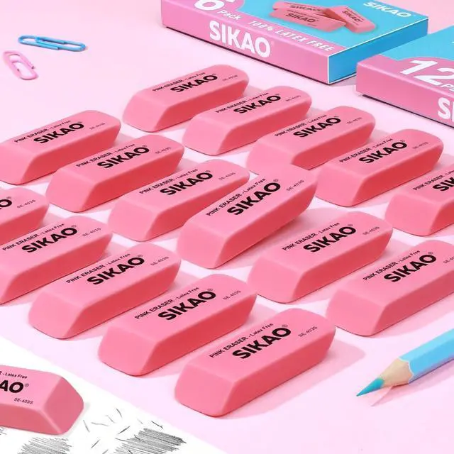 Alt view image 5 of 7 - Pink Erasers, 6 Pack Pencil Erasers