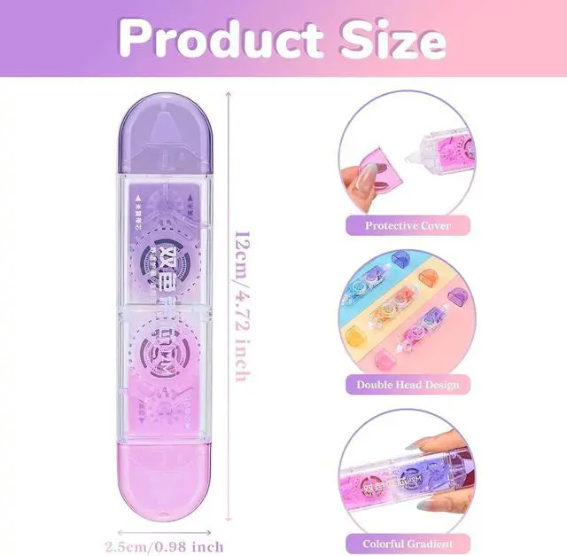 Alt view image 2 of 6 - Temiary 4 Pcs 2 in 1 White & Beige Correction Tapes Pens, Gradient Color