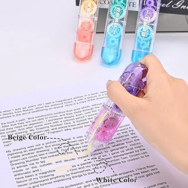 Alt view image 3 of 6 - Temiary 4 Pcs 2 in 1 White & Beige Correction Tapes Pens, Gradient Color