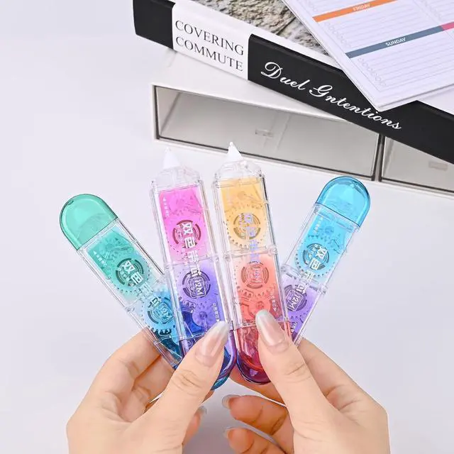 Alt view image 4 of 6 - Temiary 4 Pcs 2 in 1 White & Beige Correction Tapes Pens, Gradient Color