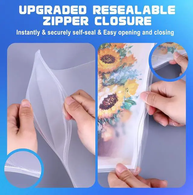 Alt view image 3 of 7 - Antner 10 Pack Letter Size Binder Pockets 3 Ring Binder Zipper Pouch, 3-Hole Waterproof Resealable Zip Loose Leaf Insert Bags PVC Document Organizer Folders Page Sheet Protectors for 8.5x11 Paper