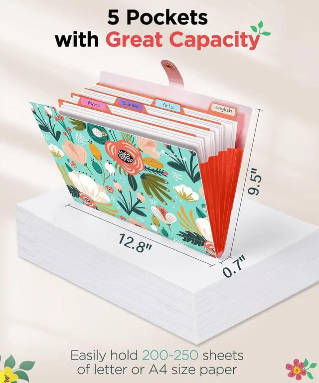 Alt view image 3 of 6 - Sooez File Folders Organizer, Folders with 5 Pockets, Folders for Documents