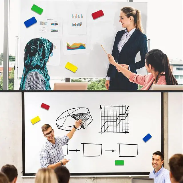 Alt view image 6 of 6 - Magnetic Dry Erase Erasers, 8 Pack Whiteboard Erasers, Dry Erase Board Eraser, White Board Eraser Cleaner, 8 Colors, Office Classroom Home Supplies