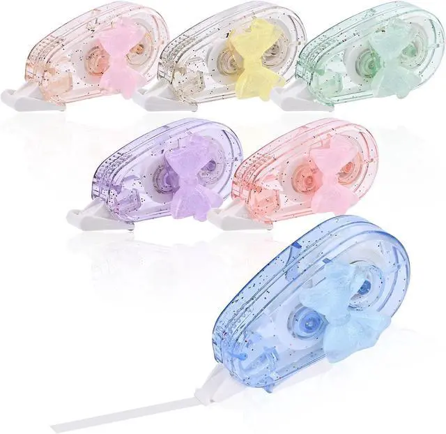 Main image of Temiary 6P Aesthetic Correction Tape, White Smooth Pull Out, Butterfly Knot