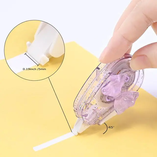 Alt view image 3 of 7 - Temiary 6P Aesthetic Correction Tape, White Smooth Pull Out, Butterfly Knot