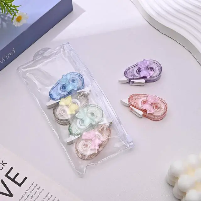 Alt view image 4 of 7 - Temiary 6P Aesthetic Correction Tape, White Smooth Pull Out, Butterfly Knot