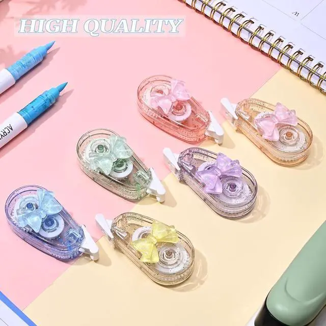 Alt view image 6 of 7 - Temiary 6P Aesthetic Correction Tape, White Smooth Pull Out, Butterfly Knot