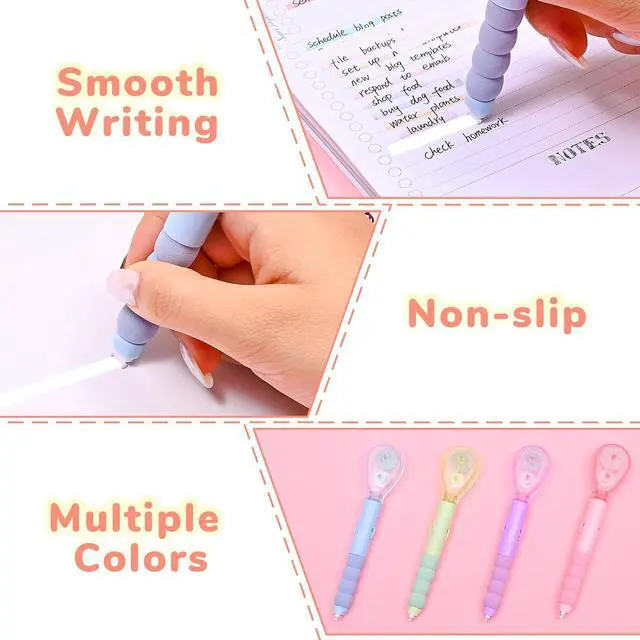 Alt view image 4 of 7 - Temiary 4P White Correction Tape Pen, 19.69 ft Smooth Pull Out, Multicolor