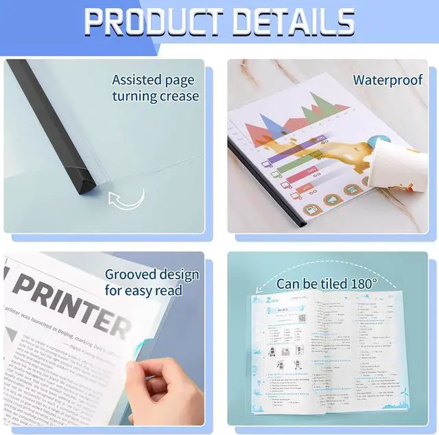 Alt view image 5 of 7 - 13 Pack Report Covers with Sliding Bar, Clear Report Covers for Letter Size