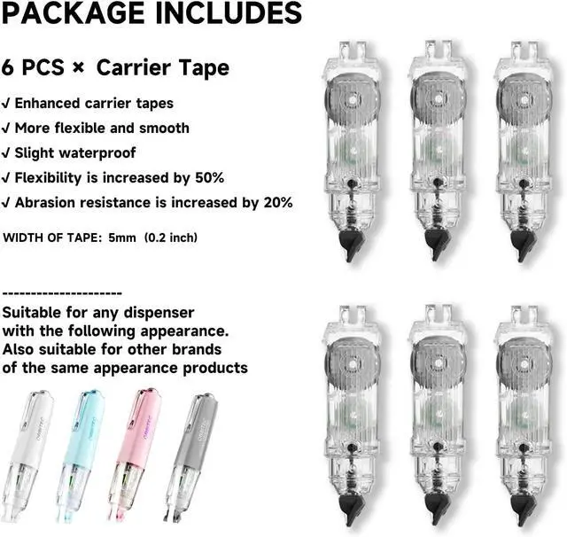 Alt view image 2 of 2 - Refillable Retractable Quick Dry Correction Tape Refills, 6 Counts
