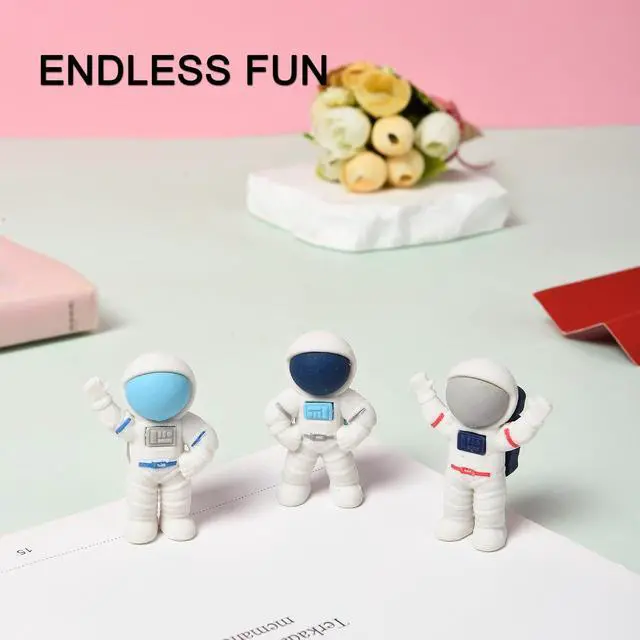 Alt view image 4 of 7 - HILAZA 18Pcs Cute Outer Space Themed Erasers for Kids Bulk, Kawaii Fun Spaceman Desk Pet Pencil Erasers for School Classroom Supplies Prize Gifts Party Favors