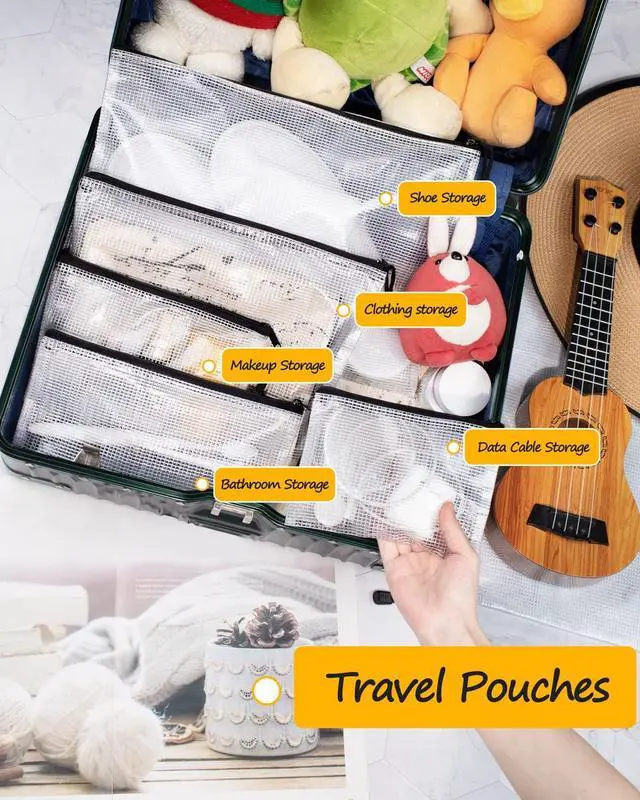 Alt view image 5 of 7 - SUNEE Multisize Mesh Zipper Pouches (Black, 21 Packs), Water-Resistant Zip Bag for School Office Supplies, Puzzles & Games Organizing Storage