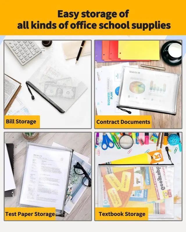 Alt view image 6 of 7 - SUNEE Multisize Mesh Zipper Pouches (Black, 21 Packs), Water-Resistant Zip Bag for School Office Supplies, Puzzles & Games Organizing Storage