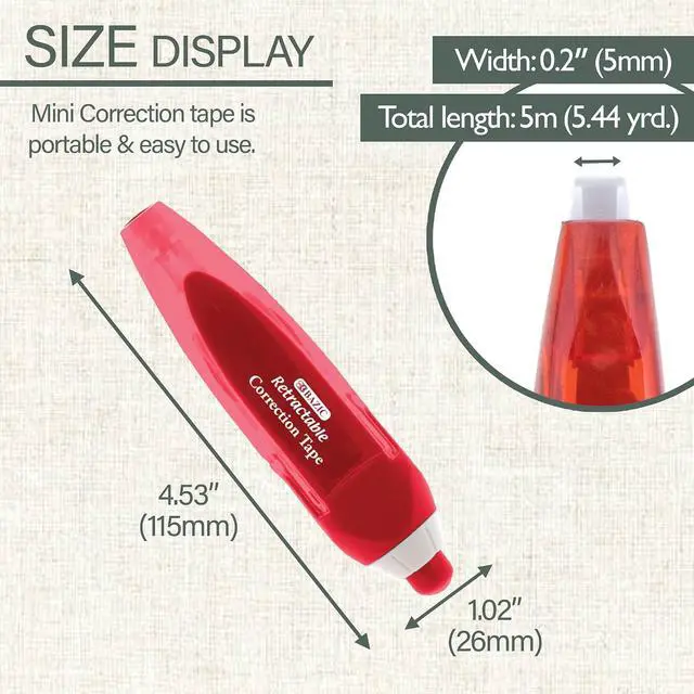 Alt view image 2 of 7 - BAZIC Products Retractable Correction Tape, 5 mm x 196 in, 3 Count, 3-Set