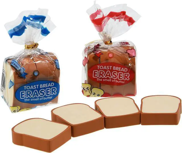 Main image of Bread Shaped Erasers for Kids - 16Pcs Mini Novelty Toast Bread Erasers Cute Fun Food Pencil Erasers for School Classroom Rewards Party Favors