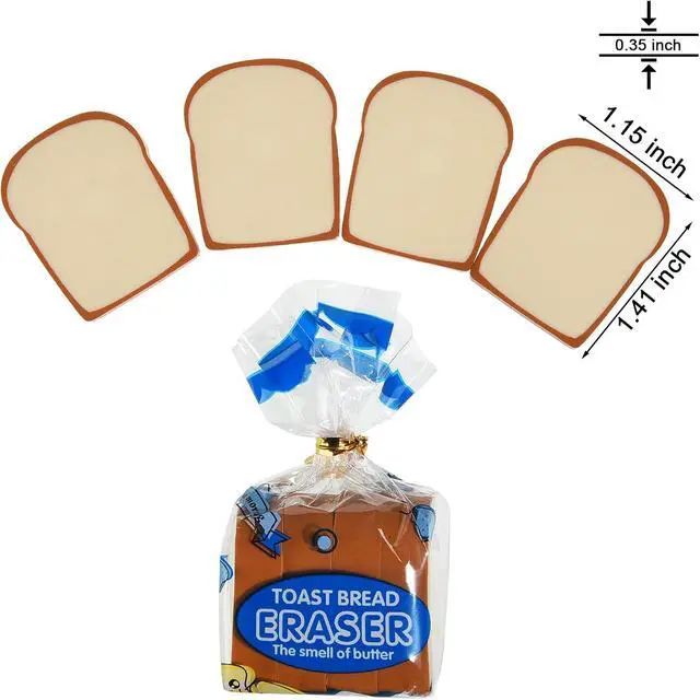 Alt view image 2 of 7 - Bread Shaped Erasers for Kids - 16Pcs Mini Novelty Toast Bread Erasers Cute Fun Food Pencil Erasers for School Classroom Rewards Party Favors