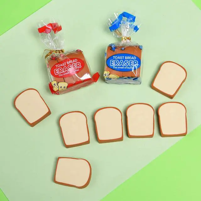 Alt view image 4 of 7 - Bread Shaped Erasers for Kids - 16Pcs Mini Novelty Toast Bread Erasers Cute Fun Food Pencil Erasers for School Classroom Rewards Party Favors
