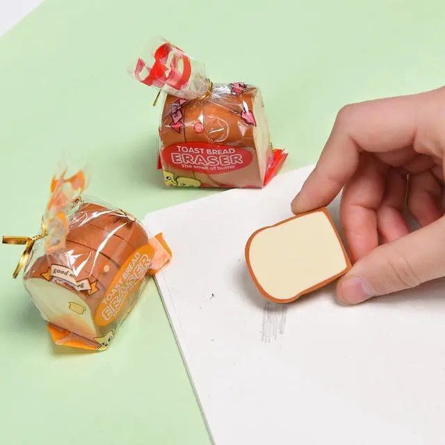 Alt view image 5 of 7 - Bread Shaped Erasers for Kids - 16Pcs Mini Novelty Toast Bread Erasers Cute Fun Food Pencil Erasers for School Classroom Rewards Party Favors