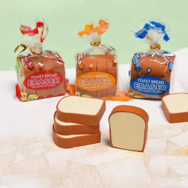 Alt view image 7 of 7 - Bread Shaped Erasers for Kids - 16Pcs Mini Novelty Toast Bread Erasers Cute Fun Food Pencil Erasers for School Classroom Rewards Party Favors