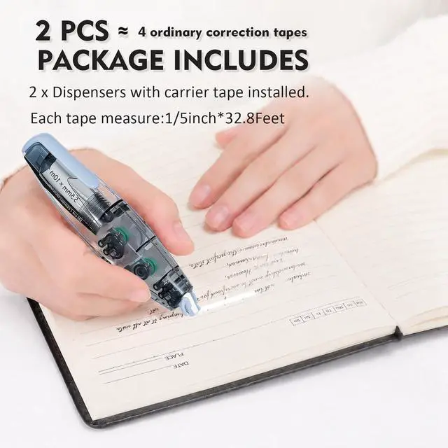 Alt view image 5 of 7 - High-capacity Refillable White Correction Tape,32.8 Feet x 0.2, 2-Count