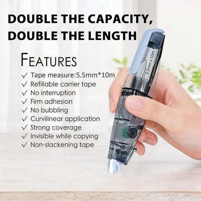 Alt view image 4 of 7 - High-capacity Refillable White Correction Tape,32.8 Feet x 0.2, 2-Count