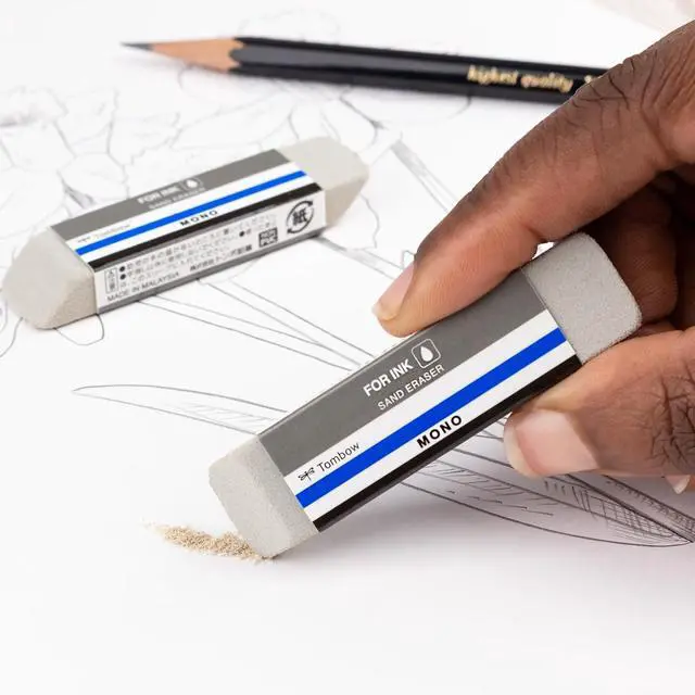 Alt view image 5 of 7 - Tombow 67304 Mono Sand Eraser, 2-Pack. Silica Eraser Designed to Remove Colored Pencil and Ink Markings