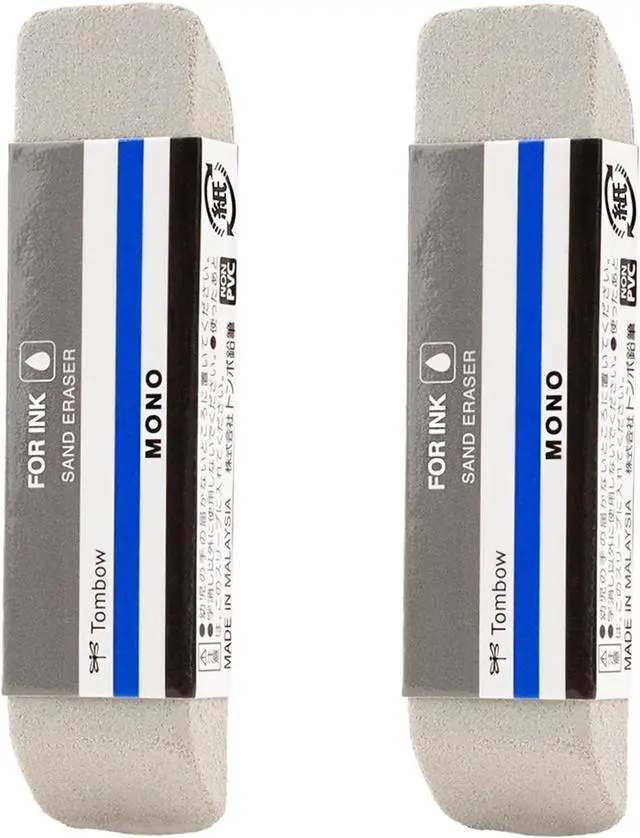Alt view image 3 of 7 - Tombow 67304 Mono Sand Eraser, 2-Pack. Silica Eraser Designed to Remove Colored Pencil and Ink Markings