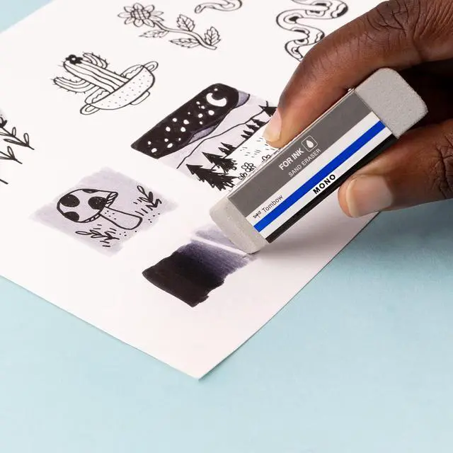 Alt view image 6 of 7 - Tombow 67304 Mono Sand Eraser, 2-Pack. Silica Eraser Designed to Remove Colored Pencil and Ink Markings
