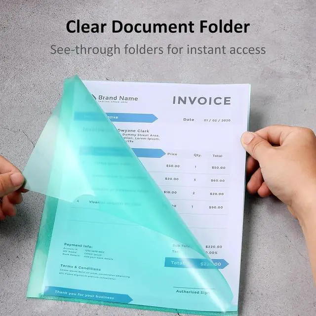 Alt view image 2 of 7 - WOT I 12 Pack Clear Document Folders, Plastic Transparent Folders Copy Safe Project Pockets, for Letter Size Sheets, 6 Vibrant Color
