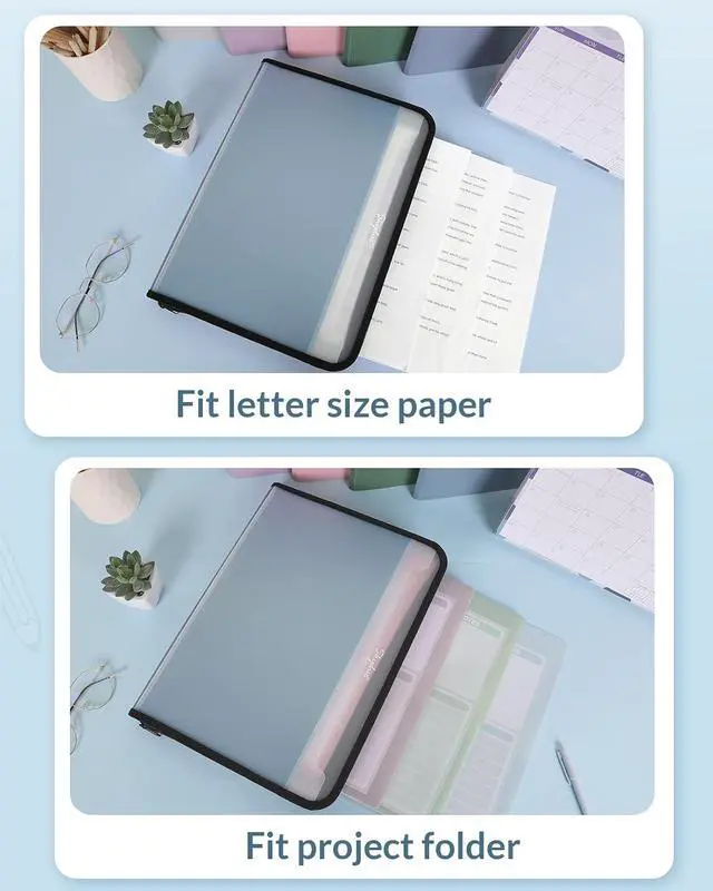Alt view image 3 of 7 - Document Organizer, Accordion Folder with Front Pocket, 7 Pocket Expanding File Folder, Letter Size, Important Document Folder with Double Zipper, School Office Supplies (Blue, 1 Pack)