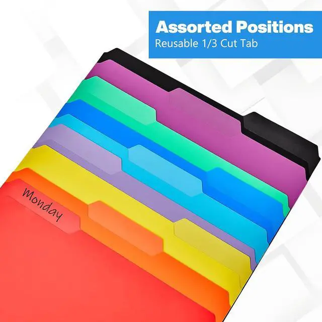 Alt view image 5 of 7 - KTRIO 9 Pack Plastic File Folders, Letter Size, Erasable Tabs, 9 Colors