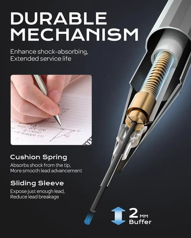 Alt view image 4 of 7 - Nicpro 4 Pack Mechanical Pencil 0.7mm, MB1000 Metal Mechanical Pencil Set