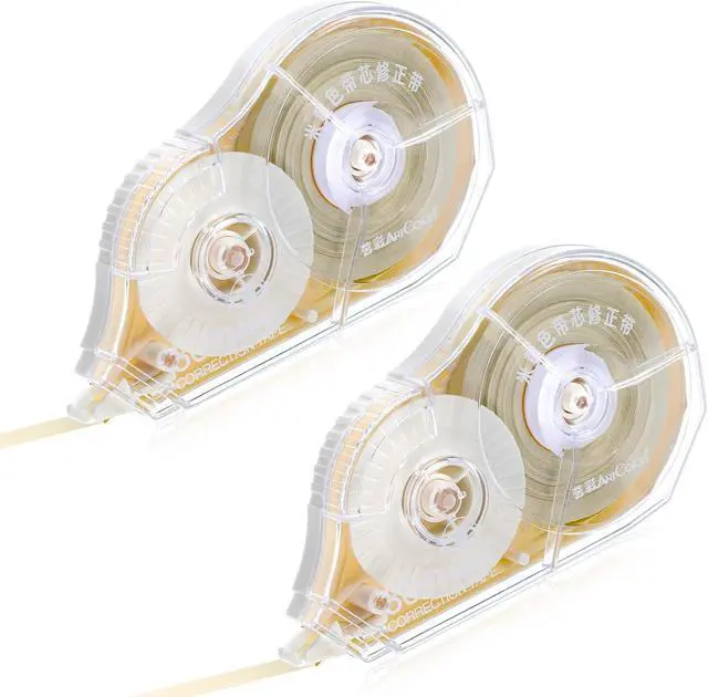 Main image of 100 Ft Long Correction Tape, Tear-Resistant Beige Correction Tape Smooth Glide Quick Dry Correct Tapes for School Office Supplies, Crafting, Note Taking, Journal (2 Pieces)