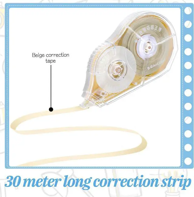 Alt view image 3 of 7 - 100 Ft Long Correction Tape, Tear-Resistant Beige Correction Tape Smooth Glide Quick Dry Correct Tapes for School Office Supplies, Crafting, Note Taking, Journal (2 Pieces)