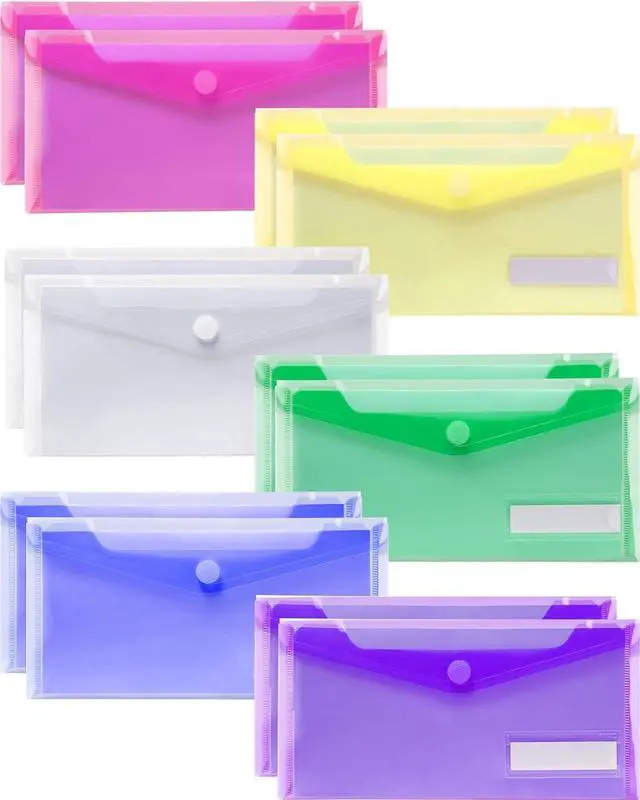 Main image of Sooez Small Plastic Envelopes, 12 Pack Plastic Money Envelopes for Cash, A6