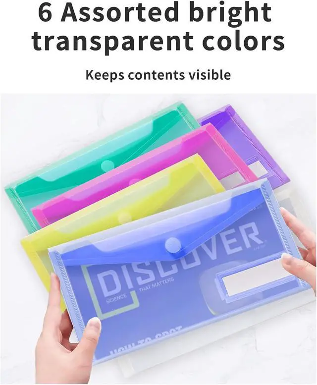 Alt view image 4 of 7 - Sooez Small Plastic Envelopes, 12 Pack Plastic Money Envelopes for Cash, A6
