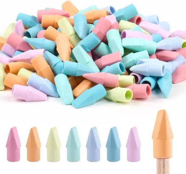 Main image of Sooez Erasers, 120 Pack Pencil Top Erasers, Cap Eraser Toppers Bulk 7-Color